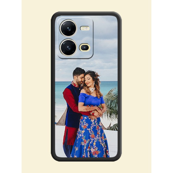 Full Single Pic Upload On Space Black Personalized Soft Matte Phone Covers -Vivo V25 5G