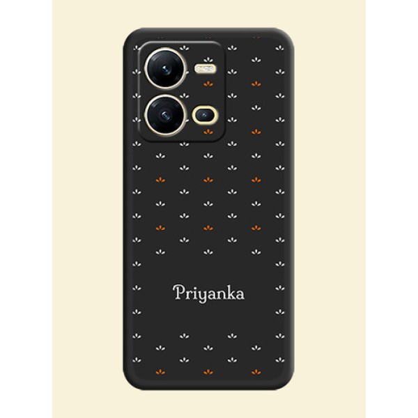 Simple Pattern With Custom Text On Space Black Personalized Soft Matte Phone Covers -Vivo V25 5G