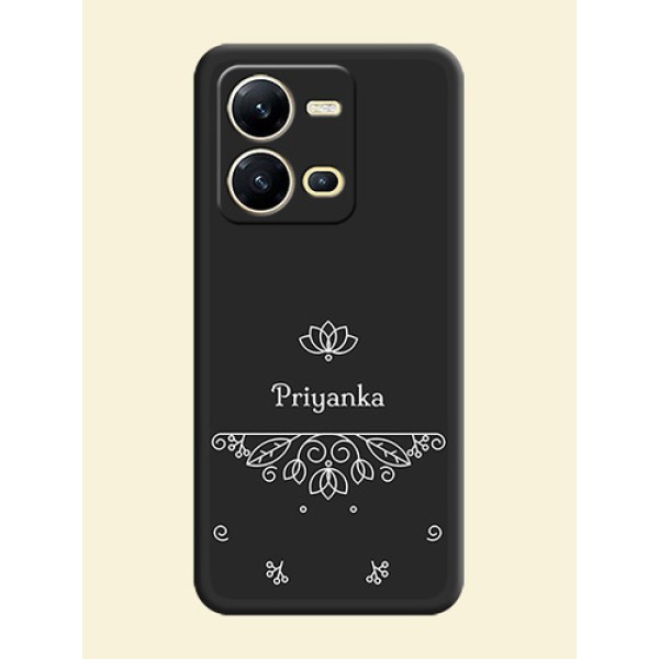 Lotus Garden Custom Text On Space Black Personalized Soft Matte Phone Covers -Vivo V25 5G