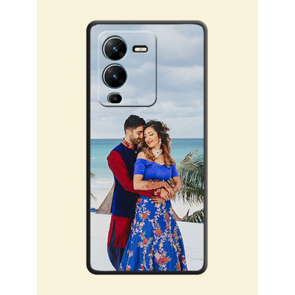 Full Single Pic Upload On Space Black Personalized Soft Matte Phone Covers -Vivo V25 Pro 5G