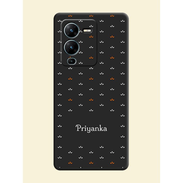 Simple Pattern With Custom Text On Space Black Personalized Soft Matte Phone Covers -Vivo V25 Pro 5G