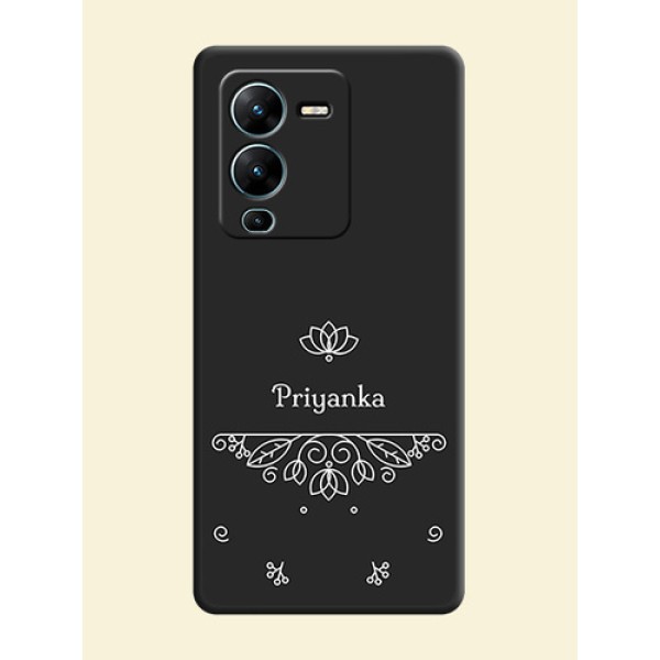 Lotus Garden Custom Text On Space Black Personalized Soft Matte Phone Covers -Vivo V25 Pro 5G