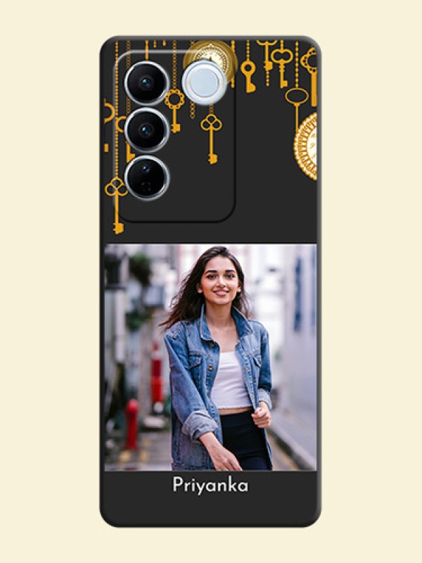 Decorative Design with Text on Space Black Custom Soft Matte Back Cover - Vivo V27 Pro