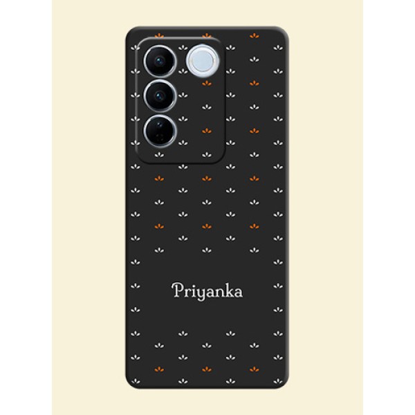 Simple Pattern With Custom Text On Space Black Personalized Soft Matte Phone Covers -Vivo V27 Pro