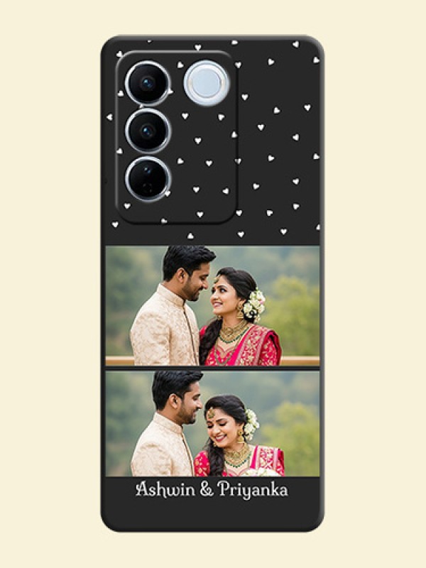 Miniature Love Symbols with Name on Space Black Custom Soft Matte Back Cover - Vivo V27