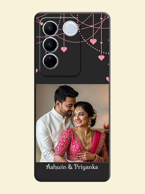 Pink Love Hangings with Text on Space Black Custom Soft Matte Back Cover - Vivo V27