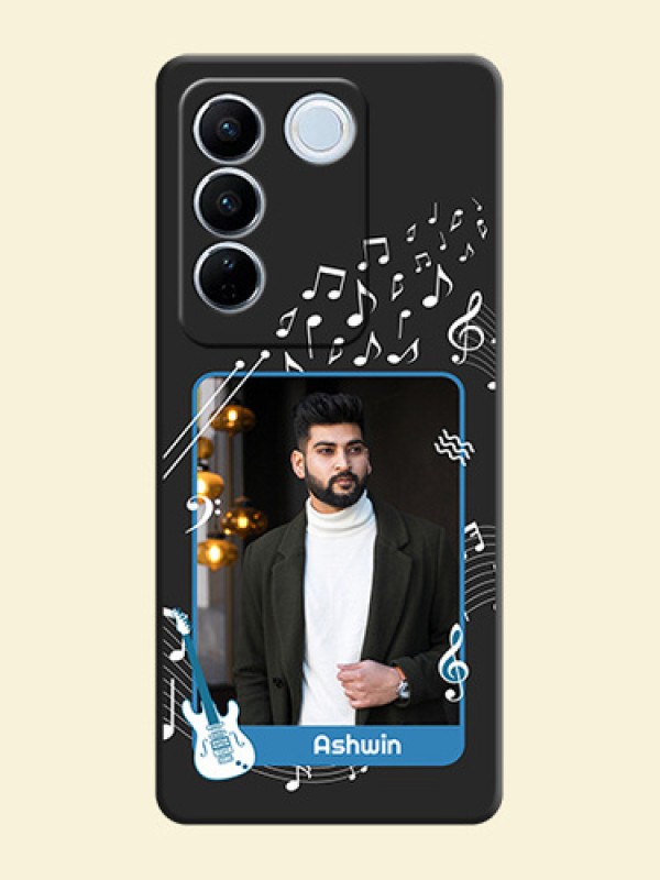 Musical Theme Design with Text on Photo on Space Black Soft Matte Mobile Case - Vivo V27