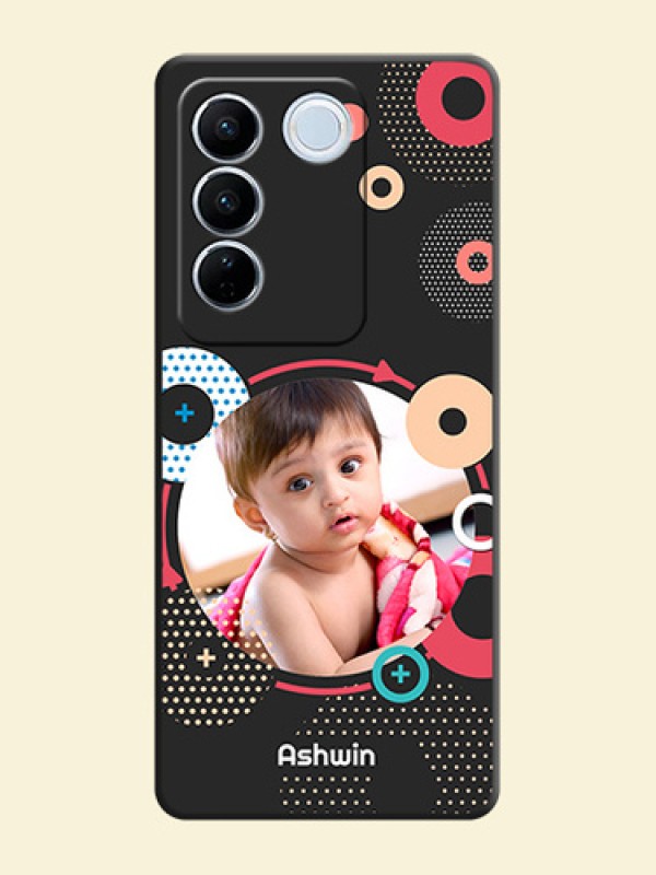 Multicoloured Round Image on Personalised Space Black Soft Matte Cases - Vivo V27