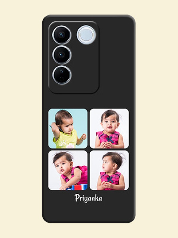 Floral Art with 6 Image Holder on Photo on Space Black Soft Matte Mobile Case - Vivo V27