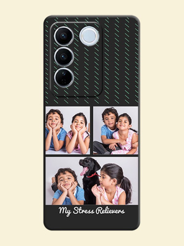 Cross Dotted Pattern with 2 Image Holder  on Personalised Space Black Soft Matte Cases - Vivo V27