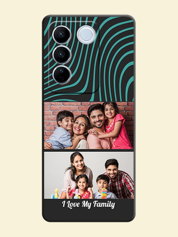 Wave Pattern with 2 Image Holder on Space Black Personalized Soft Matte Phone Covers - Vivo V27