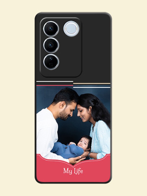 Classic Plain Design with Name on Photo on Space Black Soft Matte Phone Cover - Vivo V27