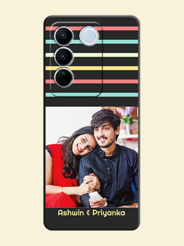 Color Stripes with Photo and Text on Photo on Space Black Soft Matte Mobile Case - Vivo V27
