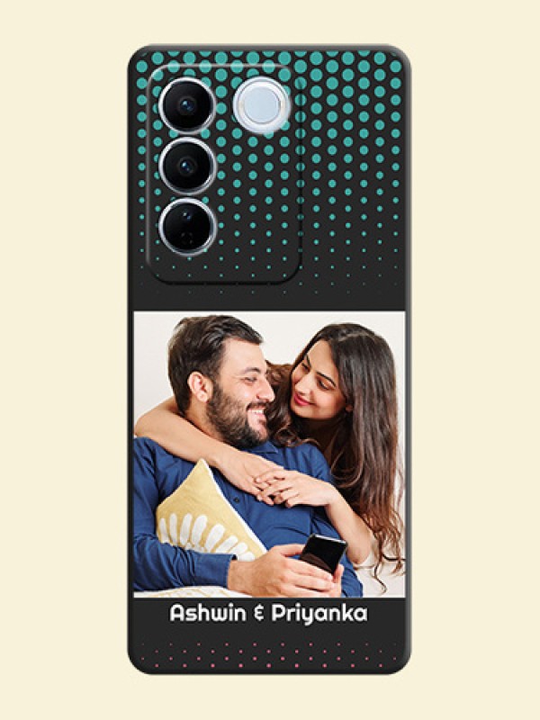 Faded Dots with Grunge Photo Frame and Text on Space Black Custom Soft Matte Phone Cases - Vivo V27
