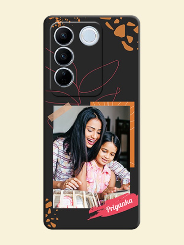 Orange Photo Frame on Space Black Custom Soft Matte Phone Back Cover - Vivo V27