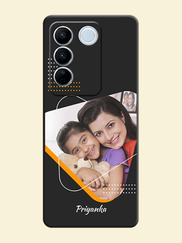 Yellow Triangle on Photo on Space Black Soft Matte Phone Cover - Vivo V27