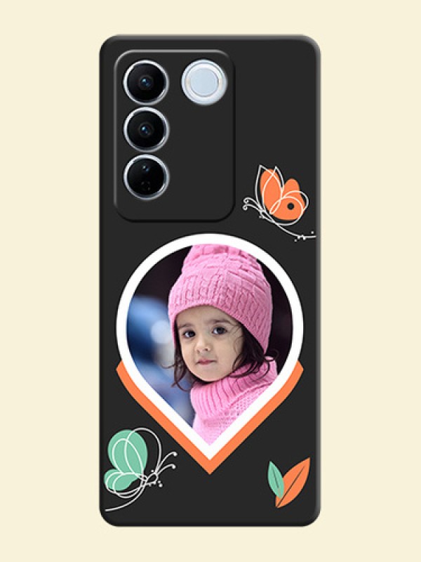 Upload Pic With Simple Butterly Design On Space Black Personalized Soft Matte Phone Covers -Vivo V27