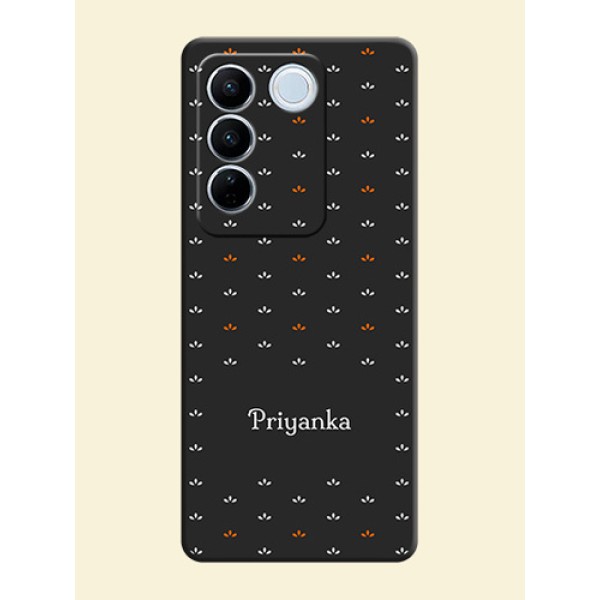 Simple Pattern With Custom Text On Space Black Personalized Soft Matte Phone Covers -Vivo V27