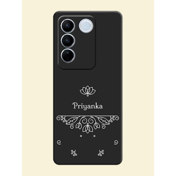 Lotus Garden Custom Text On Space Black Personalized Soft Matte Phone Covers -Vivo V27