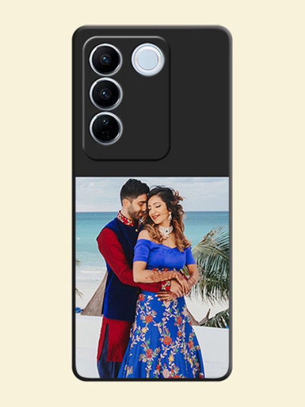 Image Upload With Space Black Color On Custom Soft Matte Mobile Back Cover - Vivo V27