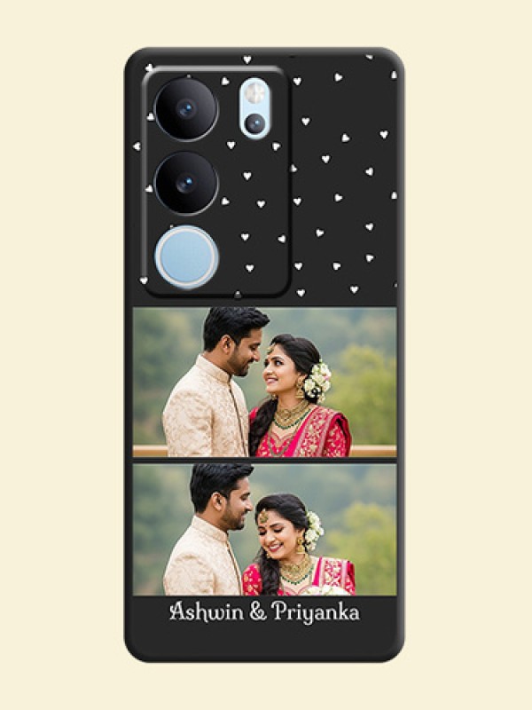 Miniature Love Symbols with Name On Space Black Custom Soft Matte Mobile Back Cover - Vivo V29 5G