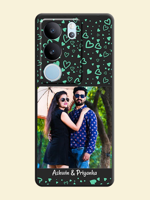 Sea Green Indefinite Love Pattern on Photo On Space Black Custom Soft Matte Mobile Back Cover - Vivo V29 5G
