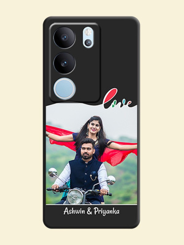 Fall in Love Pattern with Picture on Photo On Space Black Custom Soft Matte Mobile Back Cover - Vivo V29 5G