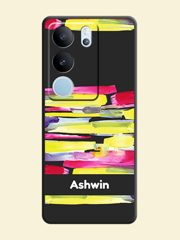 Brush Coloured On Space Black Custom Soft Matte Mobile Back Cover - Vivo V29 5G