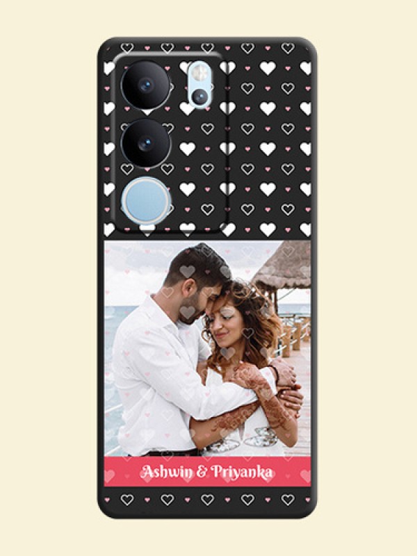 White Color Love Symbols with Text Design on Photo On Space Black Custom Soft Matte Mobile Back Cover - Vivo V29 5G