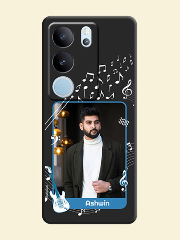 Musical Theme Design with Text on Photo On Space Black Custom Soft Matte Mobile Back Cover - Vivo V29 5G