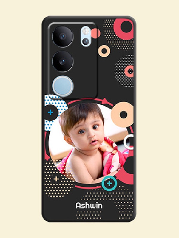 Multicoloured Round Image On Space Black Custom Soft Matte Mobile Back Cover - Vivo V29 5G