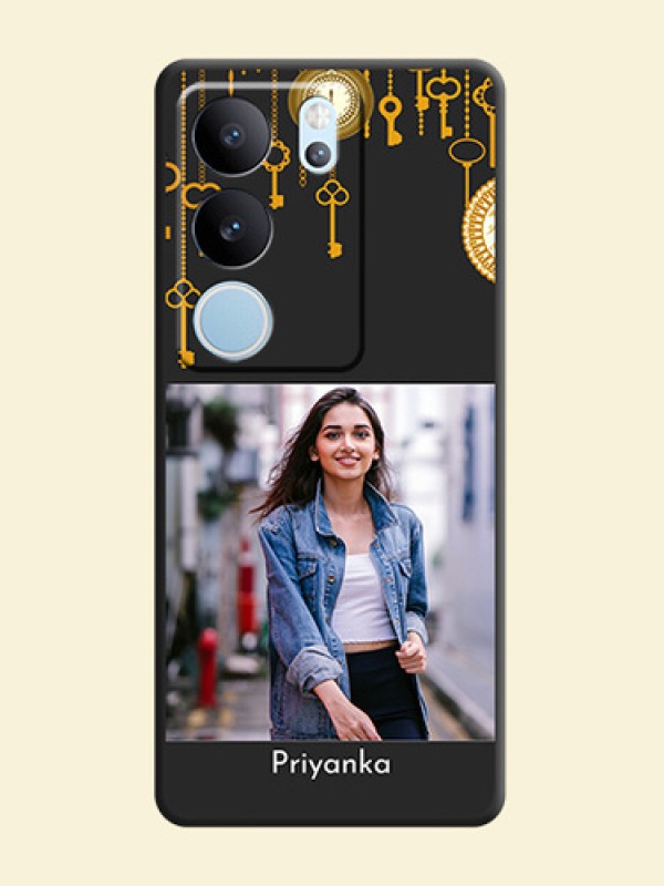Decorative Design with Text On Space Black Custom Soft Matte Mobile Back Cover - Vivo V29 5G