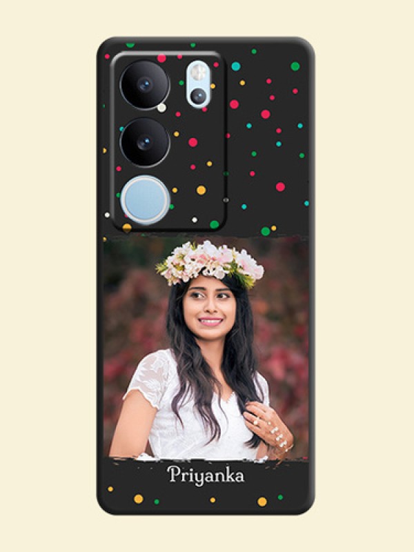 Multicolor Dotted Pattern with Text  On Space Black Custom Soft Matte Mobile Back Cover - Vivo V29 5G