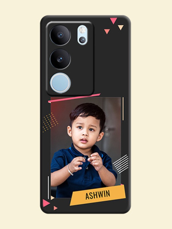 Photo Frame with Triangle Small Dots on Photo On Space Black Custom Soft Matte Mobile Back Cover - Vivo V29 5G