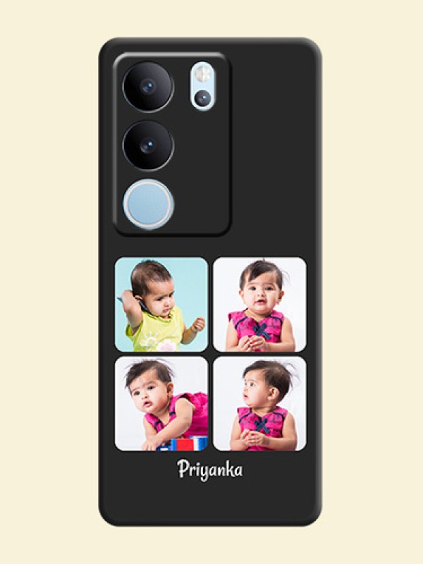 Floral Art with 6 Image Holder on Photo On Space Black Custom Soft Matte Mobile Back Cover - Vivo V29 5G