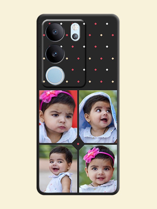 Multicolor Dotted Pattern with 4 Image Holder On Space Black Custom Soft Matte Mobile Back Cover - Vivo V29 5G