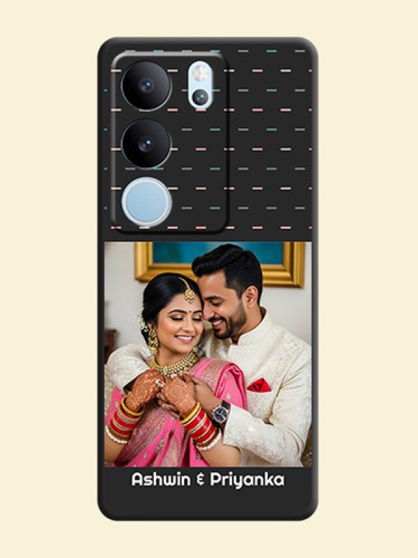 Line Pattern Design with Text On Space Black Custom Soft Matte Mobile Back Cover - Vivo V29 5G