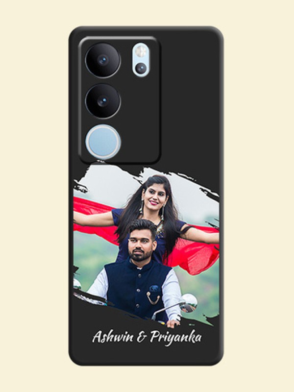 Grunge Brush Strokes on Photo  On Space Black Custom Soft Matte Mobile Back Cover - Vivo V29 5G