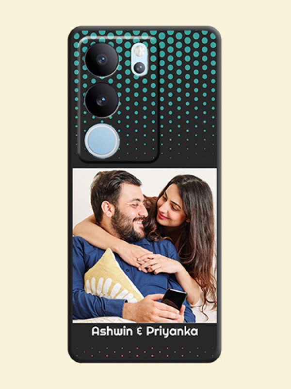 Faded Dots with Grunge Photo Frame and Text On Space Black Custom Soft Matte Mobile Back Cover - Vivo V29 5G