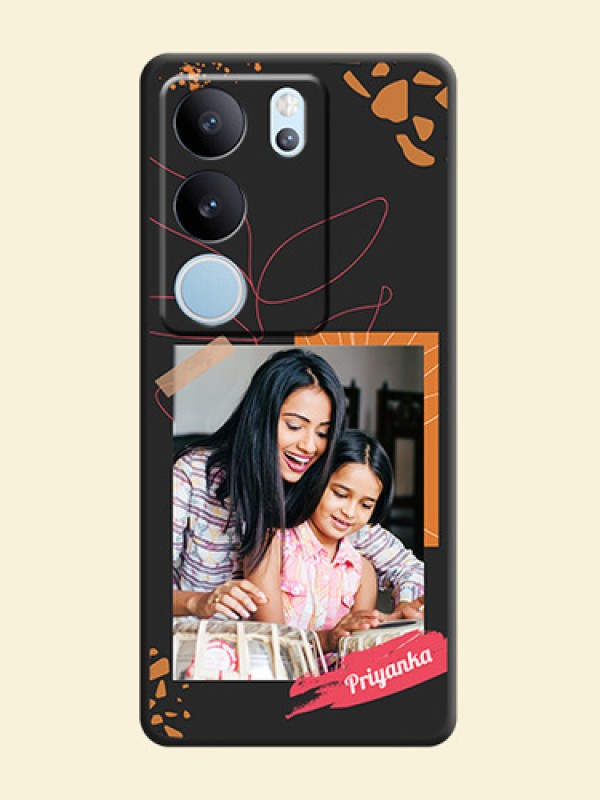 Orange Photo Frame On Space Black Custom Soft Matte Mobile Back Cover - Vivo V29 5G