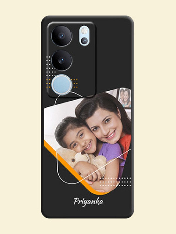 Yellow Triangle on Photo On Space Black Custom Soft Matte Mobile Back Cover - Vivo V29 5G