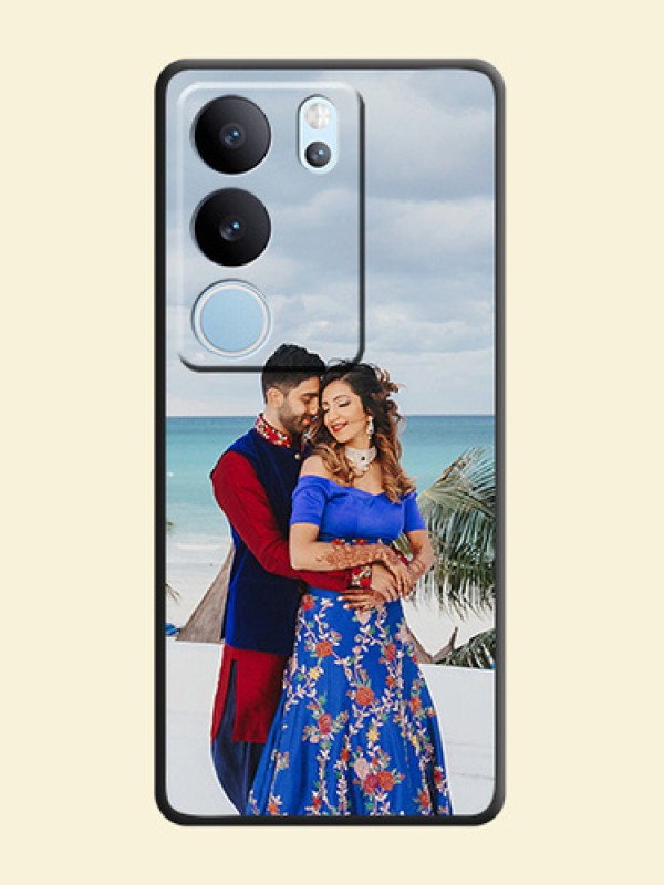 Full Single Pic Upload On Space Black Custom Soft Matte Mobile Back Cover - Vivo V29 5G
