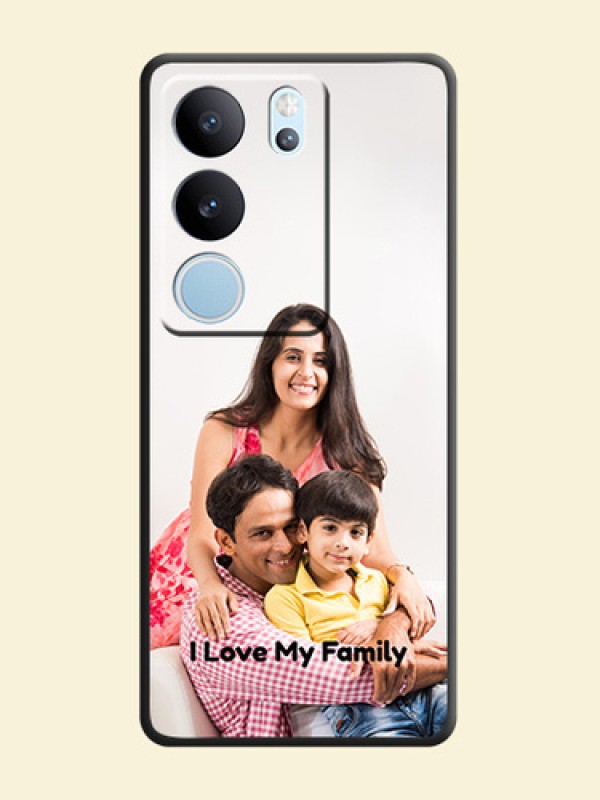 Full Single Pic Upload With Text On Space Black Custom Soft Matte Mobile Back Cover - Vivo V29 5G
