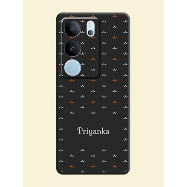 Simple Pattern With Custom Text On Space Black Custom Soft Matte Mobile Back Cover - Vivo V29 5G Simple Pattern With Custom Text On Space Black Custom Soft Matte Mobile Back Cover - Vivo V29 5G
