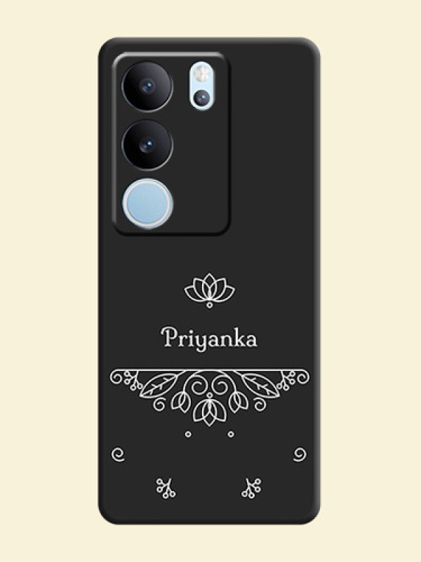 Lotus Garden Custom Text On Space Black Custom Soft Matte Mobile Back Cover - Vivo V29 Pro 5G