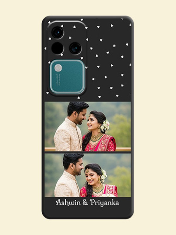 Miniature Love Symbols with Name on Space Black Custom Soft Matte Back Cover - Vivo V30 5G