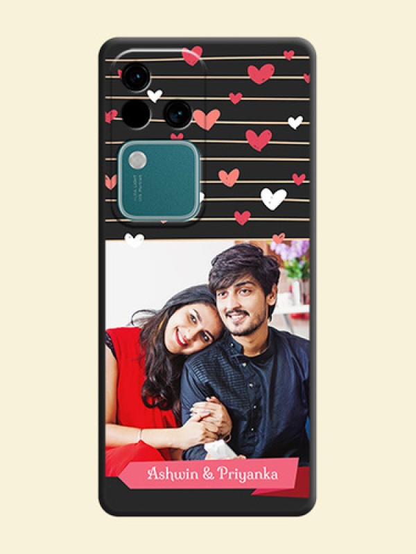 Love Pattern with Name on Pink Ribbon - Photo on Space Black Soft Matte Back Cover - Vivo V30 5G