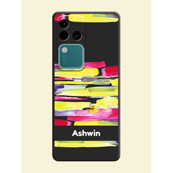 Brush Coloured on Space Black Personalized Soft Matte Phone Covers - Vivo V30 5G Brush Coloured on Space Black Personalized Soft Matte Phone Covers - Vivo V30 5G