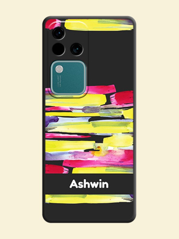 Brush Coloured on Space Black Personalized Soft Matte Phone Covers - Vivo V30 5G