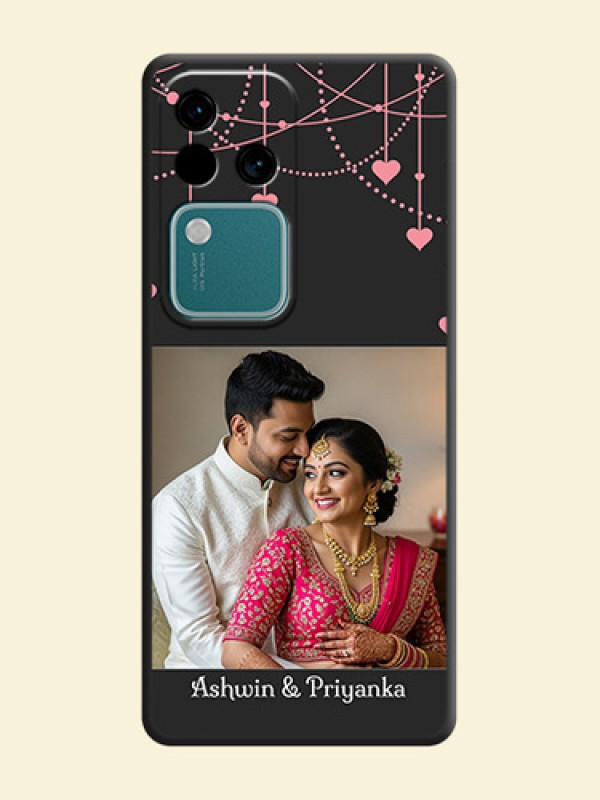 Pink Love Hangings with Text on Space Black Custom Soft Matte Back Cover - Vivo V30 5G